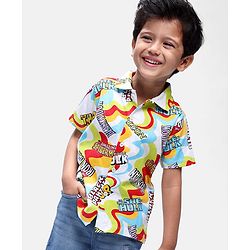 Babyhug Marvel Cotton Knit Half Sleeves Shirt with Avenger Text Print - Multicolour