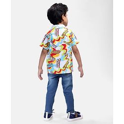 Babyhug Marvel Cotton Knit Half Sleeves Shirt with Avenger Text Print - Multicolour