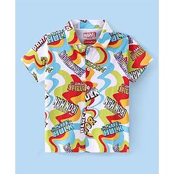 Babyhug Marvel Cotton Knit Half Sleeves Shirt with Avenger Text Print - Multicolour