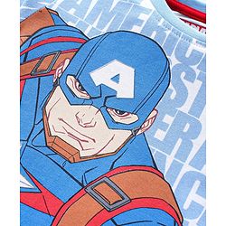 Babyhug Marvel Cotton Knit Half Sleeves T-Shirt With Captain America Print - Light Blue