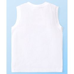 Babyhug Marvel  Cotton Knit Sleevesless Tank T-Shirt with  Avengers Graphics- White