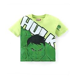 Babyhug Marvel Cotton Knit Half Sleeves T-shirt with Hulk Graphics - Green