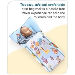Babyhug Cotton Sleeping Bag Cum Carry Nest With Animals Print- Mint