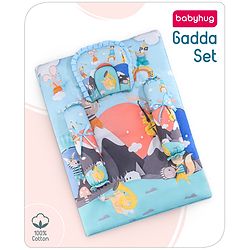 Babyhug Cotton Bedding Set Musical Squirrel Print- Multicolour