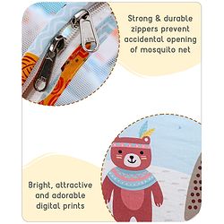 Babyhug Cotton Mattress Set with Mosquito Net Tribal Animal Print- Multicolor