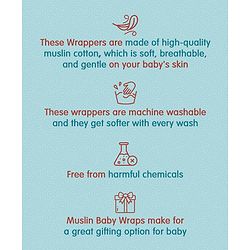 Babyhug Cotton Muslin Multipurpose Swaddle Wraps Unicorn Print Pack of 3 - Multicolour