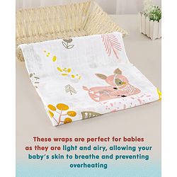 Babyhug Cotton Muslin Multipurpose Swaddle Wraps Unicorn Print Pack of 3 - Multicolour
