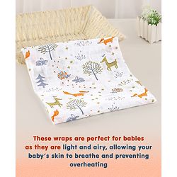 Babyhug Cotton Muslin Multipurpose Swaddle Wraps Unicorn Print Pack of 3 - Multicolour