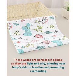 Babyhug Cotton Muslin Multipurpose Swaddle Wraps Forest Print Pack of 5 - Multicolour