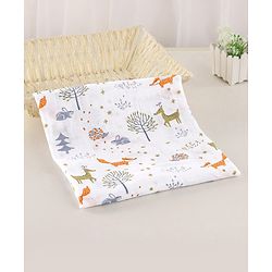 Babyhug Cotton Muslin Multipurpose Swaddle Wraps Forest Print Pack of 5 - Multicolour