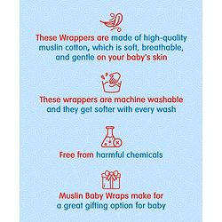 Babyhug Cotton Muslin Multipurpose Swaddle Wraps Forest Print Pack of 5 - Multicolour