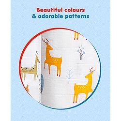 Babyhug Cotton Muslin Multipurpose Swaddle Wraps Forest Print Pack of 5 - Multicolour