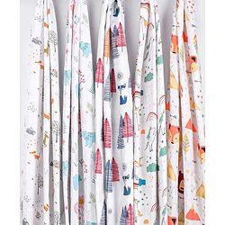 Babyhug Cotton Muslin Multipurpose Swaddle Wraps Forest Print Pack of 5 - Multicolour