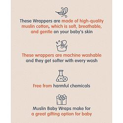 Babyhug Cotton Muslin Multipurpose Swaddle Wraps Forest Print Pack of 5 - Multicolour