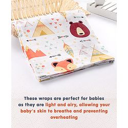 Babyhug Cotton Muslin Multipurpose Swaddle Wraps Forest Print Pack of 5 - Multicolour