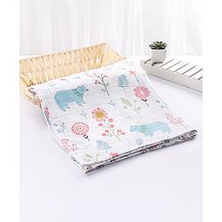 Babyhug Cotton Muslin Multipurpose Swaddle Wraps Forest Print Pack of 5 - Multicolour