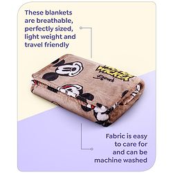 Babyhug Lightweight Disney Single Ply Mink Blanket Smiley Mickey  Print- Brown