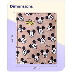 Babyhug Lightweight Disney Single Ply Mink Blanket Smiley Mickey  Print- Brown