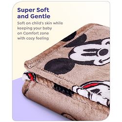 Babyhug Lightweight Disney Single Ply Mink Blanket Smiley Mickey  Print- Brown