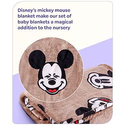 Babyhug Lightweight Disney Single Ply Mink Blanket Smiley Mickey  Print- Brown