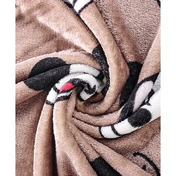 Babyhug Lightweight Disney Single Ply Mink Blanket Smiley Mickey  Print- Brown