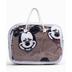 Babyhug Lightweight Disney Single Ply Mink Blanket Smiley Mickey  Print- Brown