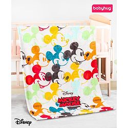 Babyhug Lightweight Disney Single Ply Mink Blanket Smiley Mickey  Print- Brown
