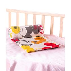 Babyhug Lightweight Disney Single Ply Mink Blanket Smiley Mickey  Print- Brown