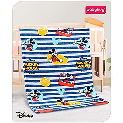 Babyhug Lightweight Disney Single Ply Mink Blanket Smiley Mickey  Print- Brown