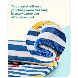 Babyhug Lightweight Disney Single Ply Mink Blanket Smiley Mickey  Print- Brown
