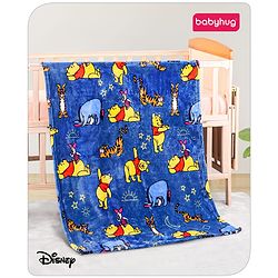 Babyhug Lightweight Disney Single Ply Mink Blanket Smiley Mickey  Print- Brown