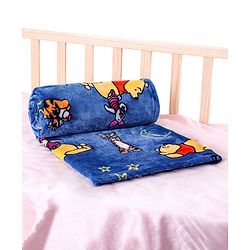 Babyhug Lightweight Disney Single Ply Mink Blanket Smiley Mickey  Print- Brown
