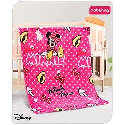 Babyhug Lightweight Disney Single Ply Mink Blanket Smiley Mickey  Print- Brown