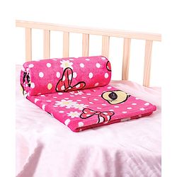 Babyhug Lightweight Disney Single Ply Mink Blanket Smiley Mickey  Print- Brown