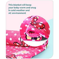 Babyhug Lightweight Disney Single Ply Mink Blanket Smiley Mickey  Print- Brown