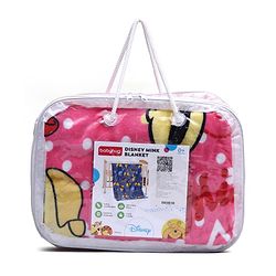 Babyhug Lightweight Disney Single Ply Mink Blanket Smiley Mickey  Print- Brown