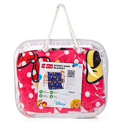 Babyhug Lightweight Disney Single Ply Mink Blanket Smiley Mickey  Print- Brown