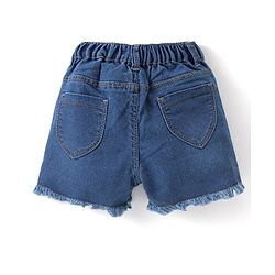Babyhug Cotton Knit Sleeveless Top & Denim Shorts Set With Floral Print - Multicolor