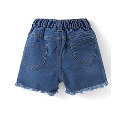 Babyhug Cotton Knit Sleeveless Top & Denim Shorts Set With Floral Print - Multicolor