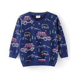 Babyhug Cotton Knit Full Sleeves Sweat Shirts with Camping Theme Print Pack of 2 - Green & Blue