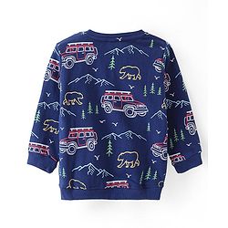 Babyhug Cotton Knit Full Sleeves Sweat Shirts with Camping Theme Print Pack of 2 - Green & Blue