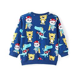Babyhug Cotton Knit Full Sleeves Sweatshirts With Dino Print Pack of 2- Red & Blue