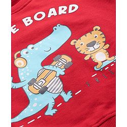 Babyhug Cotton Knit Full Sleeves Sweatshirts With Dino Print Pack of 2- Red & Blue