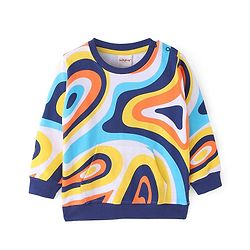 Babyhug Cotton Knit Full Sleeves Sweatshirt With Sun & Text Graphics Pack of 2 - Navy Blue