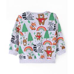 Babyhug Cotton Knit Full Sleeves Sweatshirt With Animal Graphics Pack of 2 - Blue & Light Grey