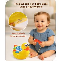 Babyhug Musical Duck Telephone Learning Toy|Baby Duck with Sounds & Music|Role Play Fun Phone Toy for Kids|Educational Phone