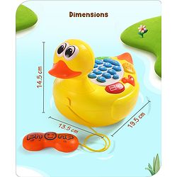 Babyhug Musical Duck Telephone Learning Toy|Baby Duck with Sounds & Music|Role Play Fun Phone Toy for Kids|Educational Phone