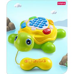 Babyhug Musical Duck Telephone Learning Toy|Lights & Music|Role Play Phone Toy for Kids|Numbers|Shape & Color Recognition|Animal Names & Sounds|Math Quizzes|Addition & Subtraction|Yellow - 12 Months+