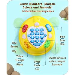 Babyhug Musical Duck Telephone Learning Toy|Lights & Music|Role Play Phone Toy for Kids|Numbers|Shape & Color Recognition|Animal Names & Sounds|Math Quizzes|Addition & Subtraction|Yellow - 12 Months+