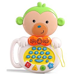 Babyhug Musical Monkey  Telephone Learning Toy|Baby Monkey with Sounds & Music|Role Play Fun Phone Toy for Kids|Educational Phone|Green
